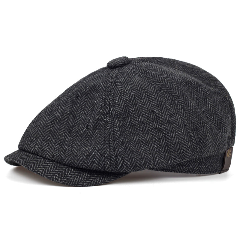 Herringbone Wool Flat Cap