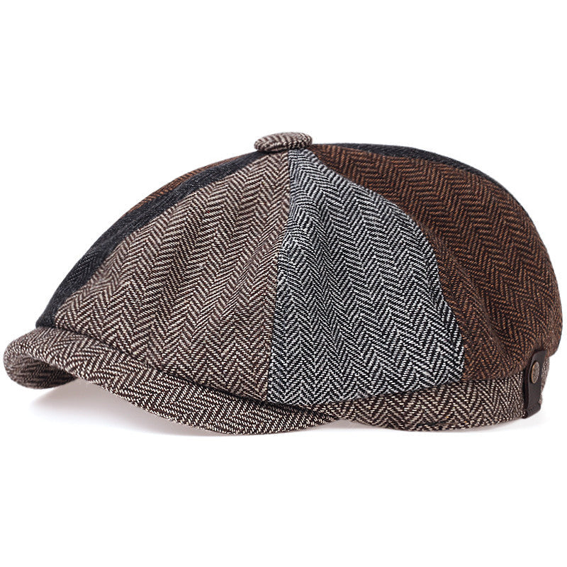 Herringbone Wool Flat Cap