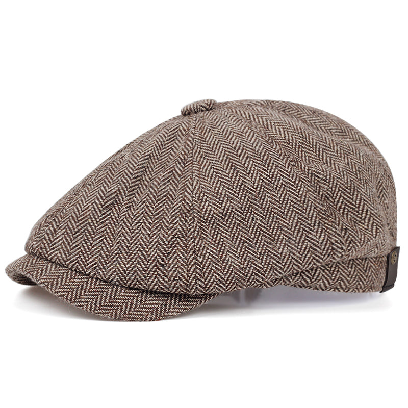 Herringbone Wool Flat Cap