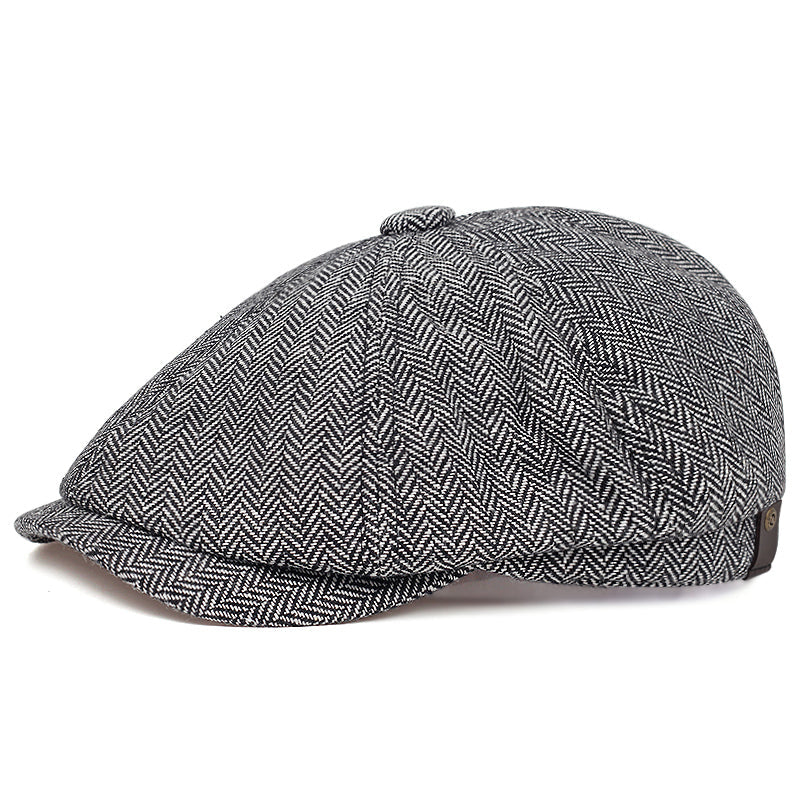 Herringbone Wool Flat Cap
